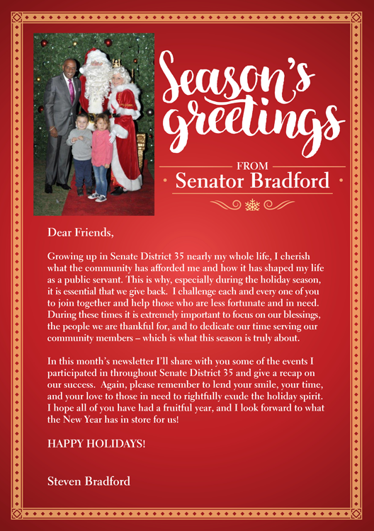 Season's Greetings from the Senator